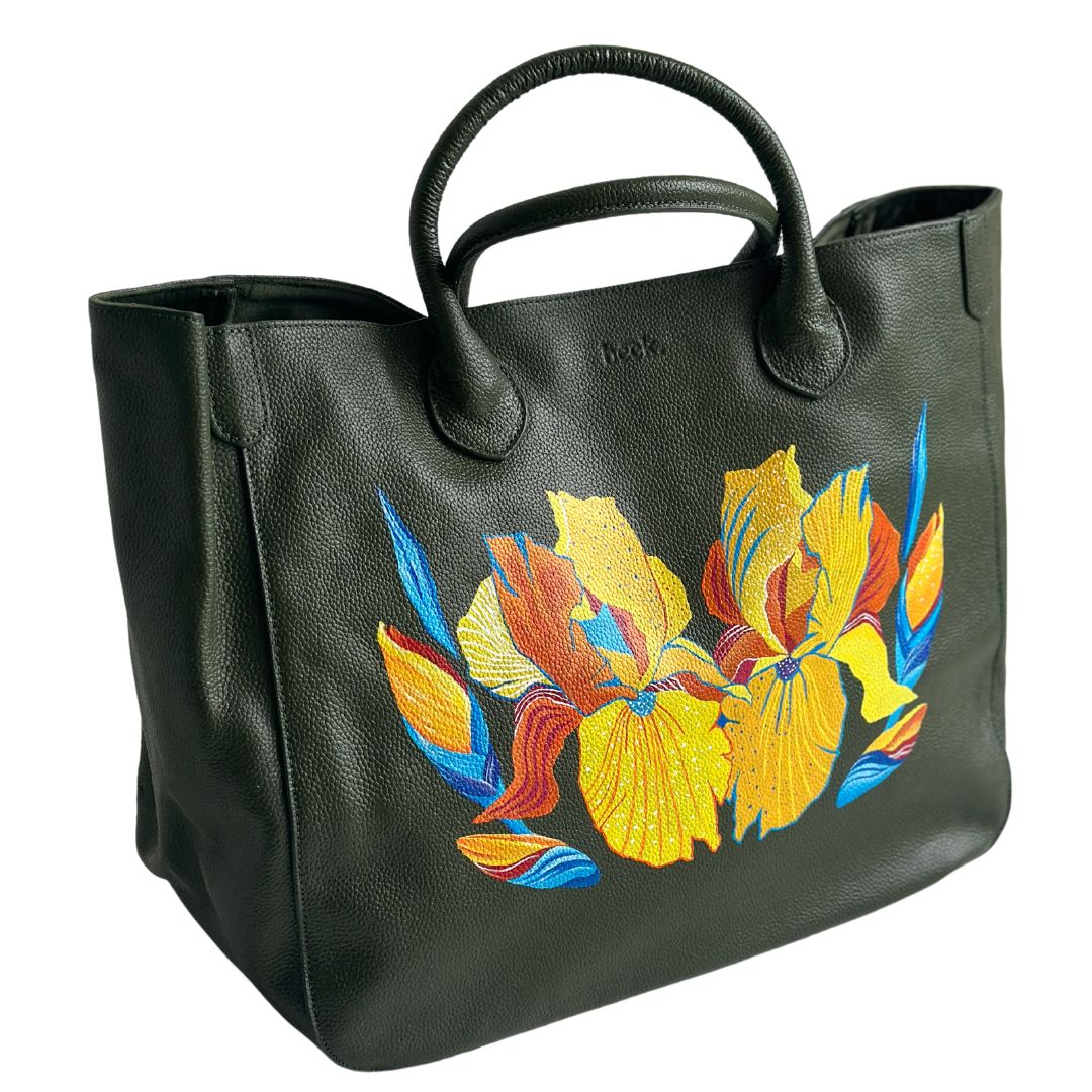 Hand Painted Floral Large Tote