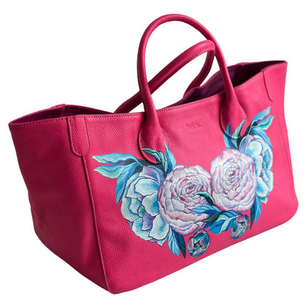 Hand Painted Floral Small Tote